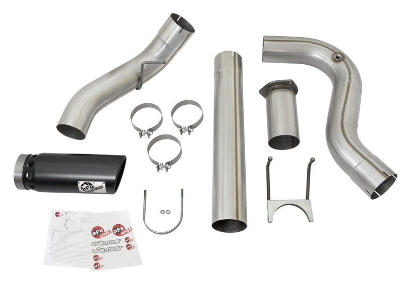 aFe ATLAS 5in DPF-Back Alum Steel Exhaust System w/Black Tip 2017 Ford Diesel Trucks V8-6.7L (td)