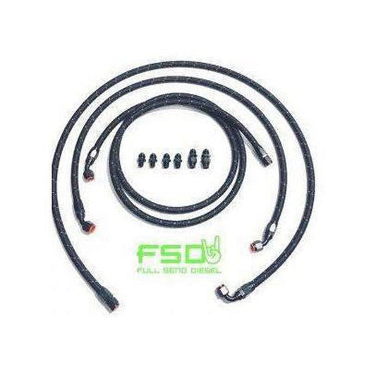 94-02 Dodge Cummins Stock Replacement Transmission Line Kit Black Braided Full Send Diesel