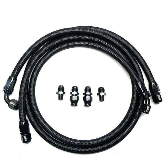 94-07 Dodge Cummins Stock Replacement Transmission Line Kit Black Braided Full Send Diesel Bypass Heat Exchanger