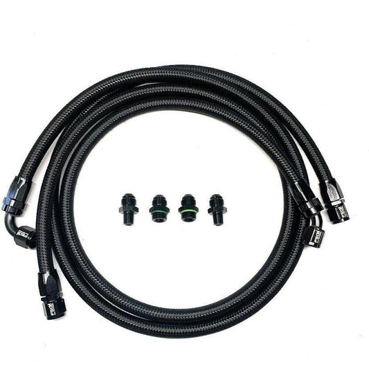 03-07 Dodge Cummins Mishimoto Transmission Cooler Line Kit Black Braided Full Send Diesel Bypass Heat Exchanger