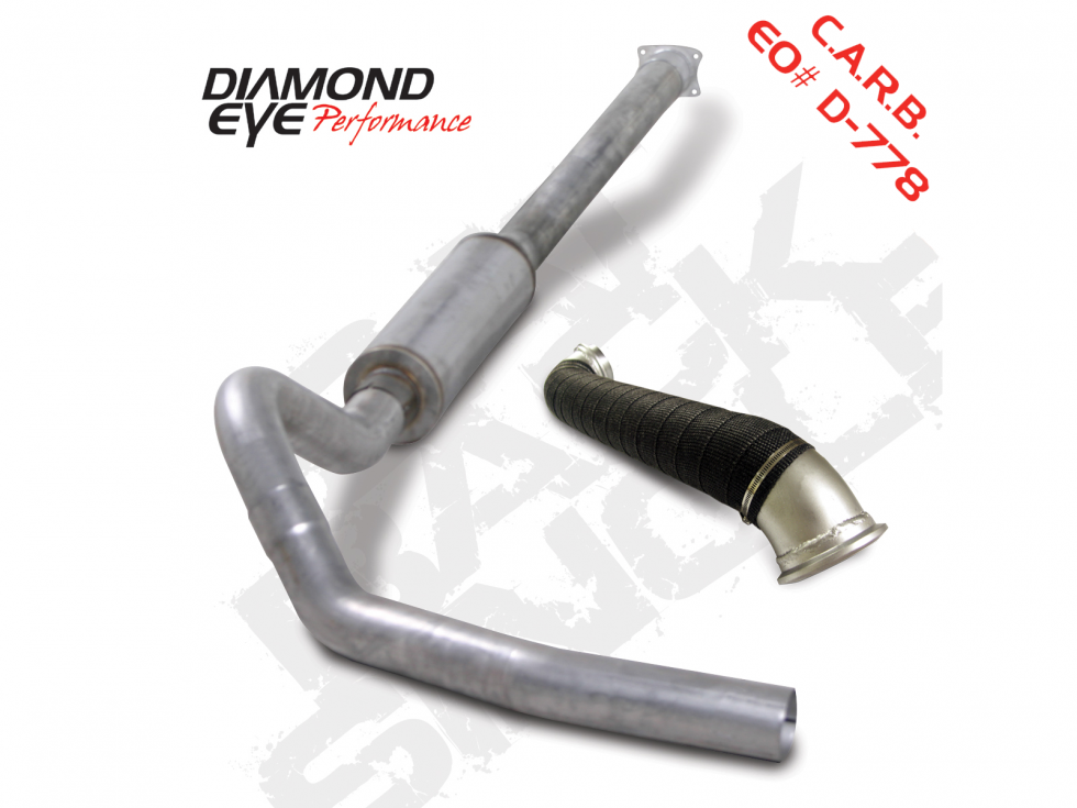 Cat Back Exhaust For 04-05 Silverado/Sierra 2500/3500 6.6L LLY 4 Inch Pass With Muffler Aluminized Diamond Eye