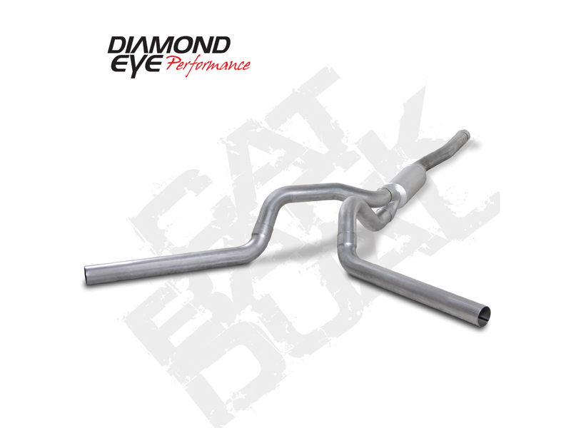 Cat Back Exhaust 06-07.5 Silverado/Sierra 2500/3500 4 In. Split Rear/Side W/ Muffler Aluminized Diamond Eye