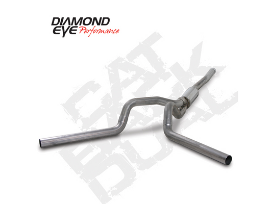 Cat Back Exhaust 06-07.5 Silverado/Sierra 2500/3500 4 inch Split Rear/Side With Muffler Stainless Diamond Eye