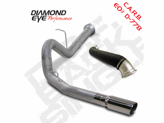 Filter Back Exhaust 07.5-10 Silverado/Sierra 2500/3500 LMM Single Pass No Muffler 4 inch Aluminized Diamond Eye