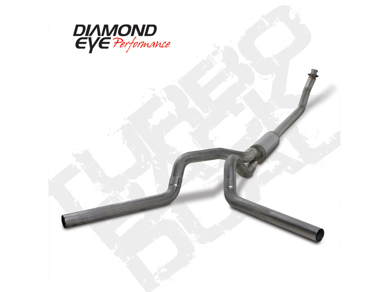 Turbo Back Exhaust 94-02 RAM 2500/3500 4 Inch Single In/Out Split Rear/Side W/ Muffler Stainless Diamond Eye