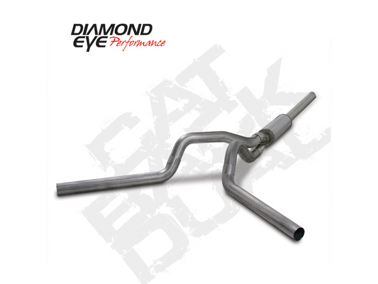 Cat Back Exhaust Single In/Dual Out For 04.5-07.5 Dodge RAM 2500/3500 4 inch With Muffler Stainless Diamond Eye