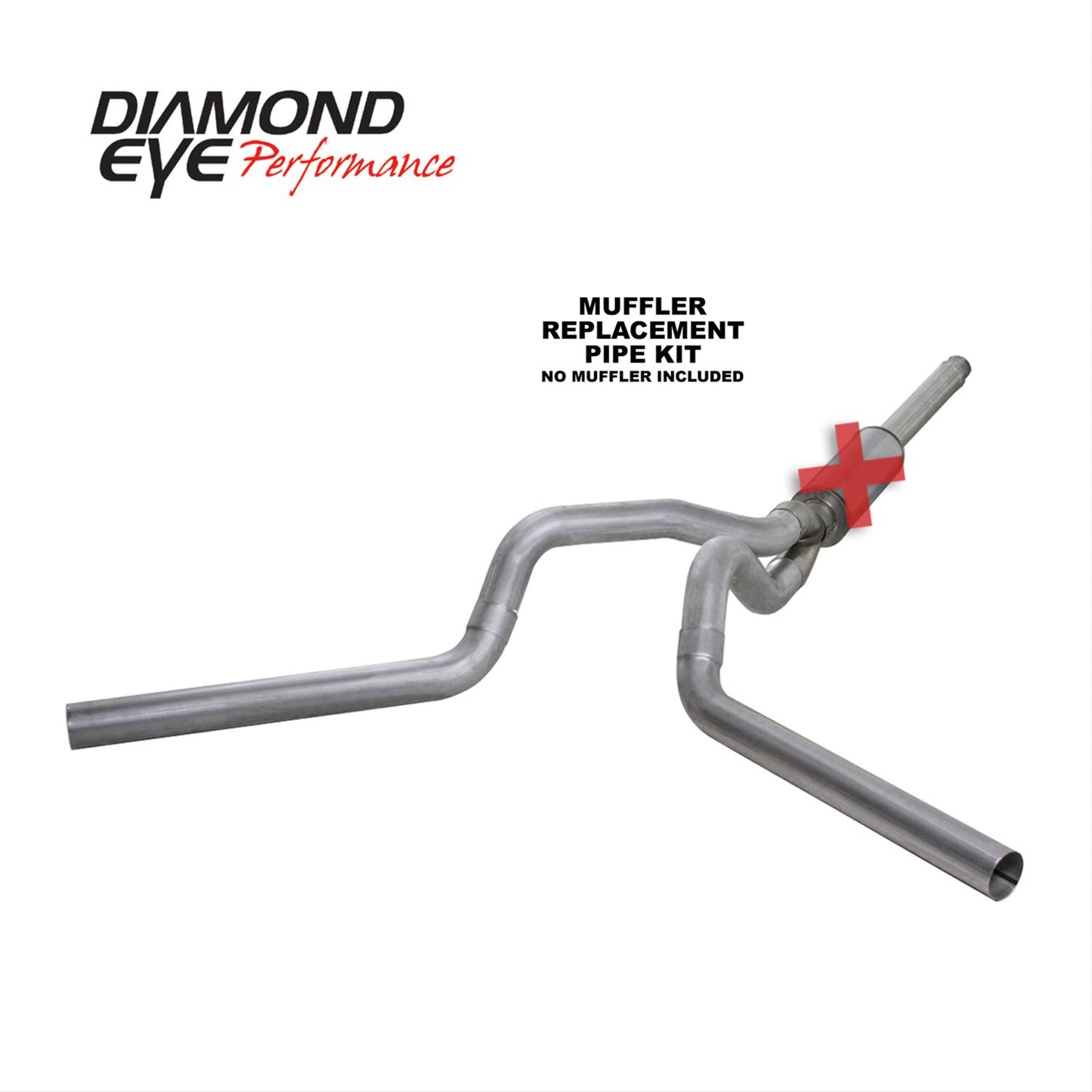 Cat Back Exhaust 94-97.5 Ford F250/F350 Superduty 7.3L 4 Inch No Muffler Single in/Dual out Aluminum Diamond Eye