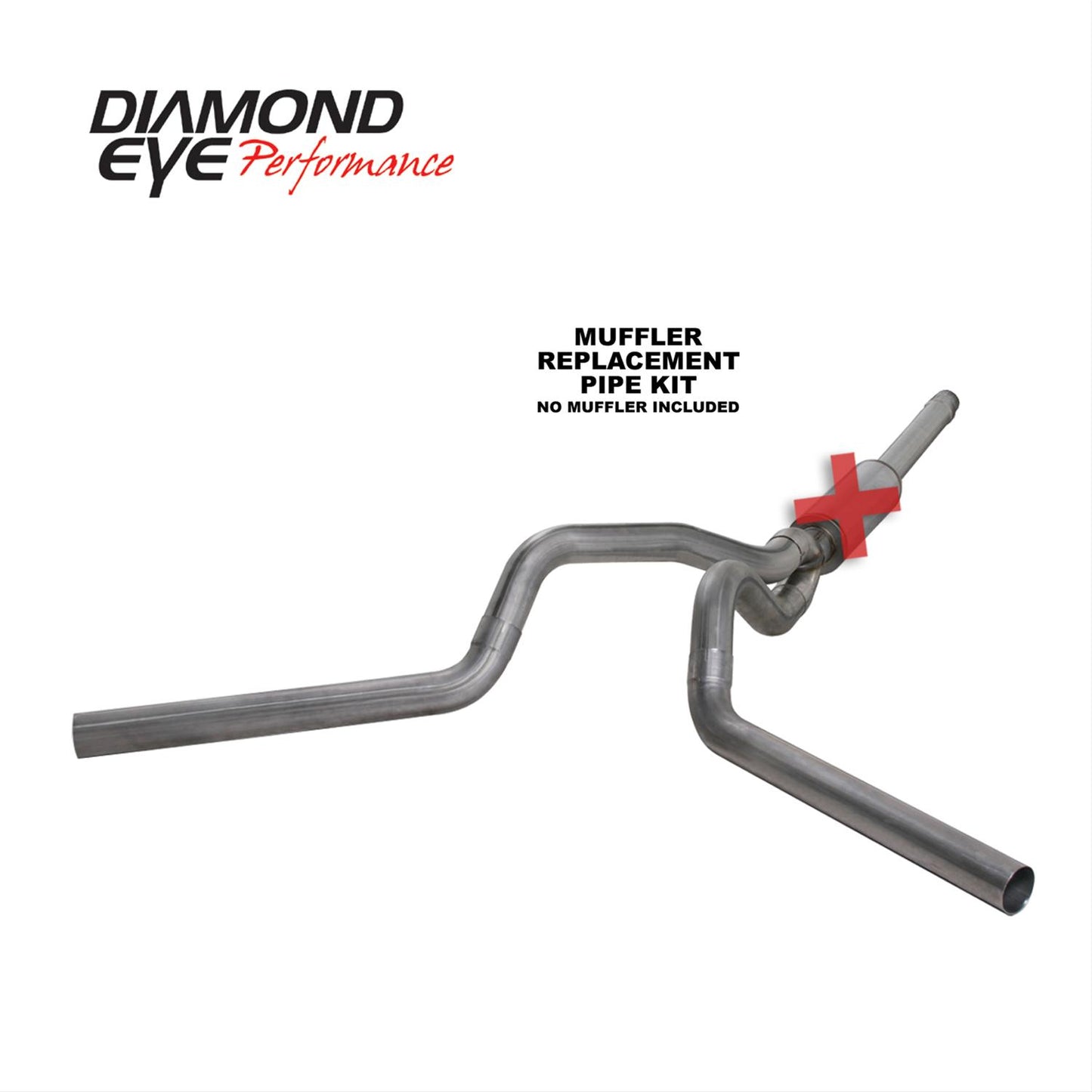 Cat Back Exhaust 94-97.5 F250/F350 4 inch Single In/ Dual Out Split Rear/Side No Muffler Stainless Diamond Eye