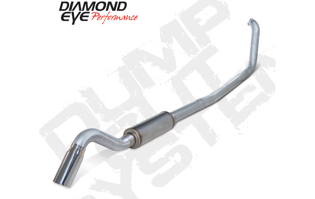 Turbo Back Exhaust 99-03.5 F250/F350 4 Inch Single In/ Single Out Pass With Muffler Aluminum Diamond Eye