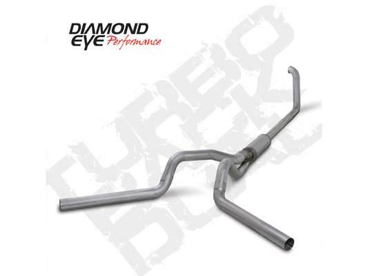 Turbo Back Exhaust 99-03.5 Ford F250/F350 Superduty 4 Inch Split Rear/Side With Muffler Aluminum Diamond Eye