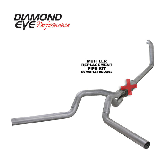 Turbo Back Exhaust 99-03.5 Ford F250/F350 Superduty 7.3L 4 Inch Split Rear/Side No Muffler Aluminum Diamond Eye