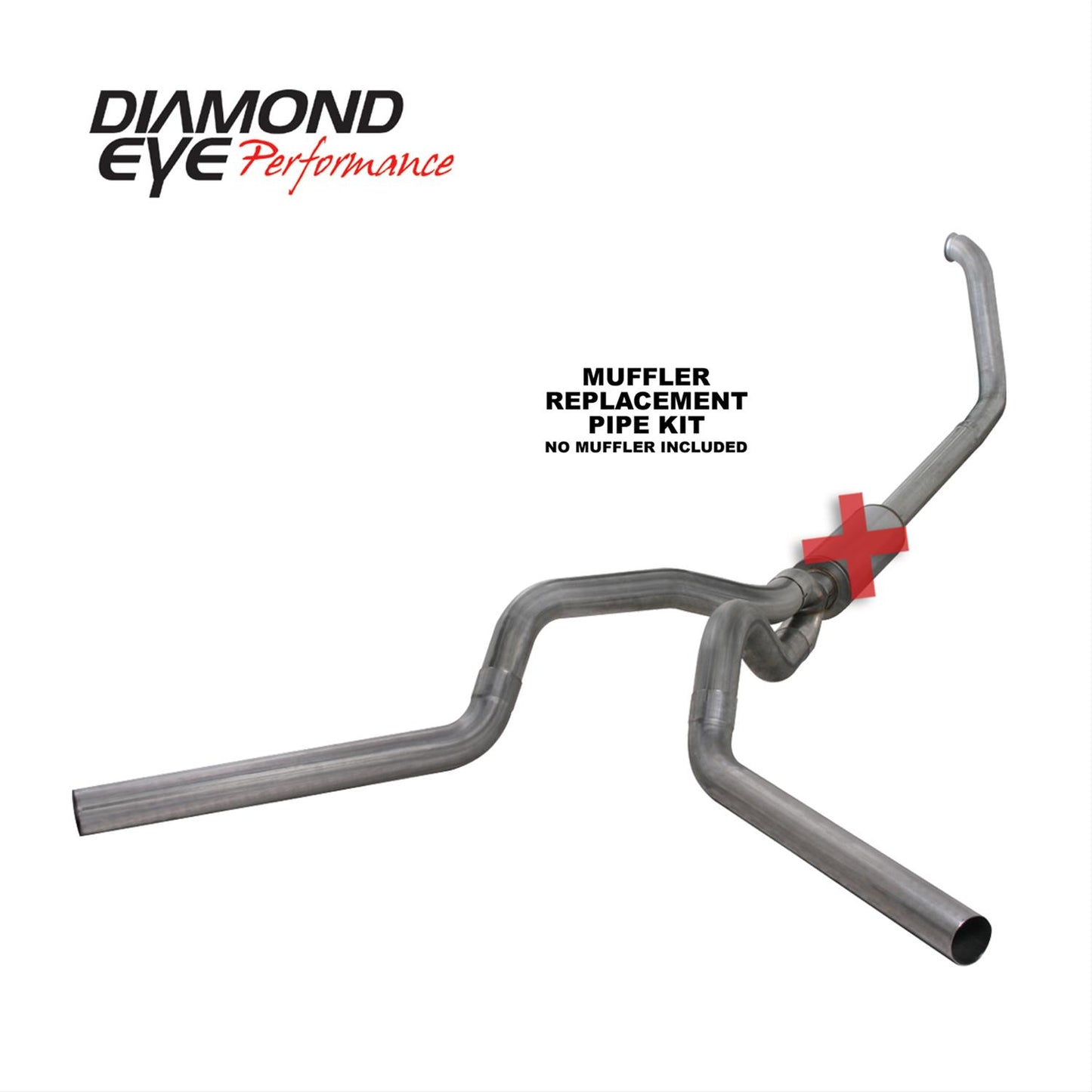 Turbo Back Exhaust 99-03.5 F250/F350 4 inch Single In/Out Split Rear/Side No Muffler Stainless Diamond Eye