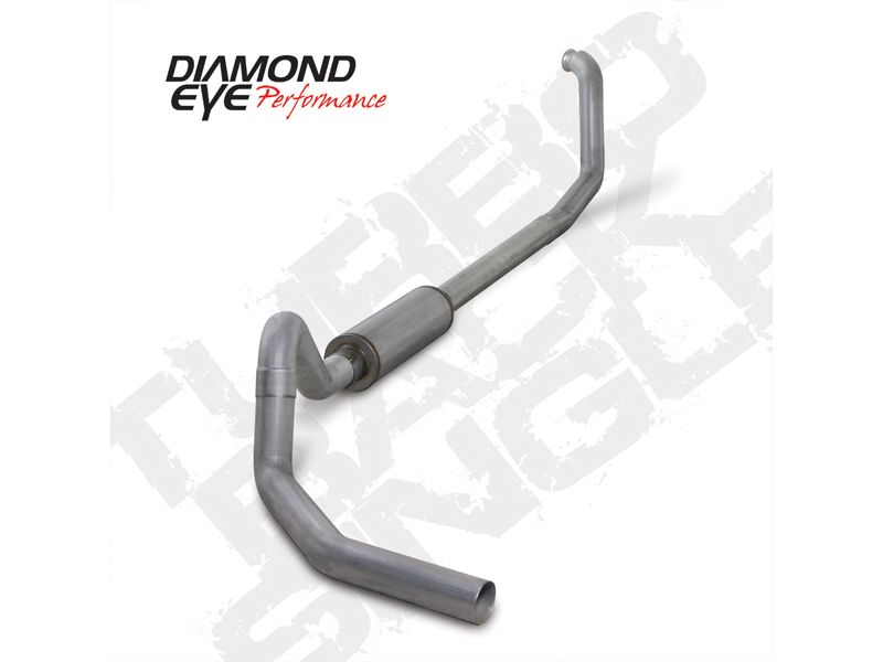 Turbo Back Exhaust 98-03 E-Series 4 Inch Single In/Out Pass With Muffler Aluminized Diesel Diamond Eye