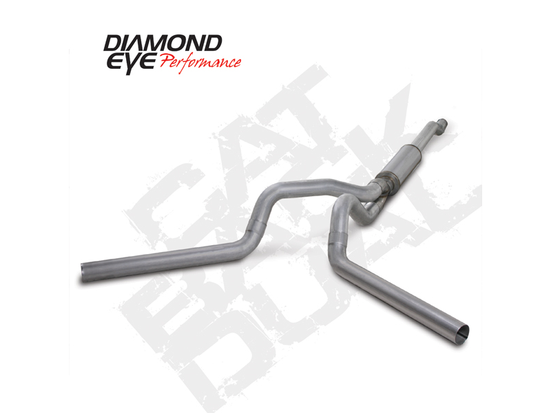 Cat Back Exhaust 03-07 Ford F250/F350 Superduty 6.0L 4 Inch With Muffler Split Rear/Side Aluminized Diamond Eye