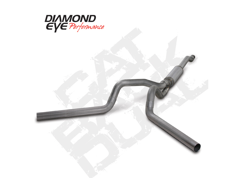 Cat Back Exhaust 03-07 Ford F250/F350 Superduty 6.0L 4 inch With Muffler Split Rear/Side Stainless Diamond Eye