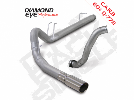 DPF Back Exhaust For 08-10 Ford 6.4L Power Stoke F250/F350 4 Inch Single Passenger Side Aluminized Diamond Eye