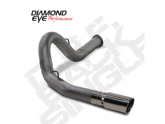 Filter Back Exhaust For 07.5-10 Silverado/Sierra 2500/3500 5 Inch Single Pass No Muffler Stainless Diamond Eye