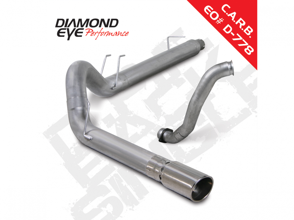 DPF Back Exhaust For 08-10 Ford 6.4L Power Stoke F250/F350 5 Inch Single Passenger Side Aluminized Diamond Eye