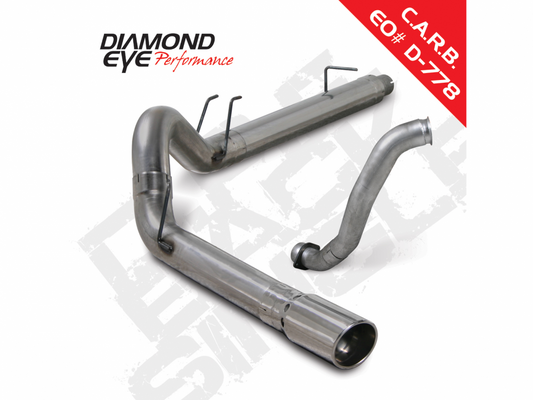 DPF Back Exhaust For 08-10 Ford 6.4L Power Stoke F250/F350 5 Inch Single Pass Stainless Steel Diamond Eye